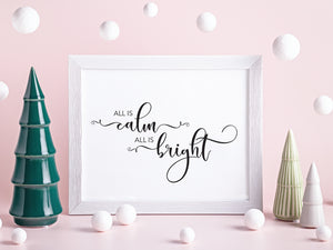 all is calm all is bright quote printable art by stationare