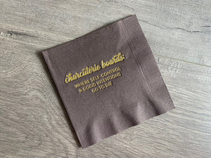 brown charcuterie board cocktail napkin by stationare