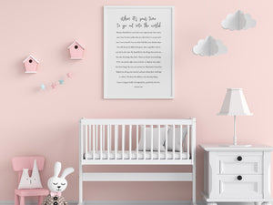 white version of when its your time to go out into the world kid bedroom printable by stationare