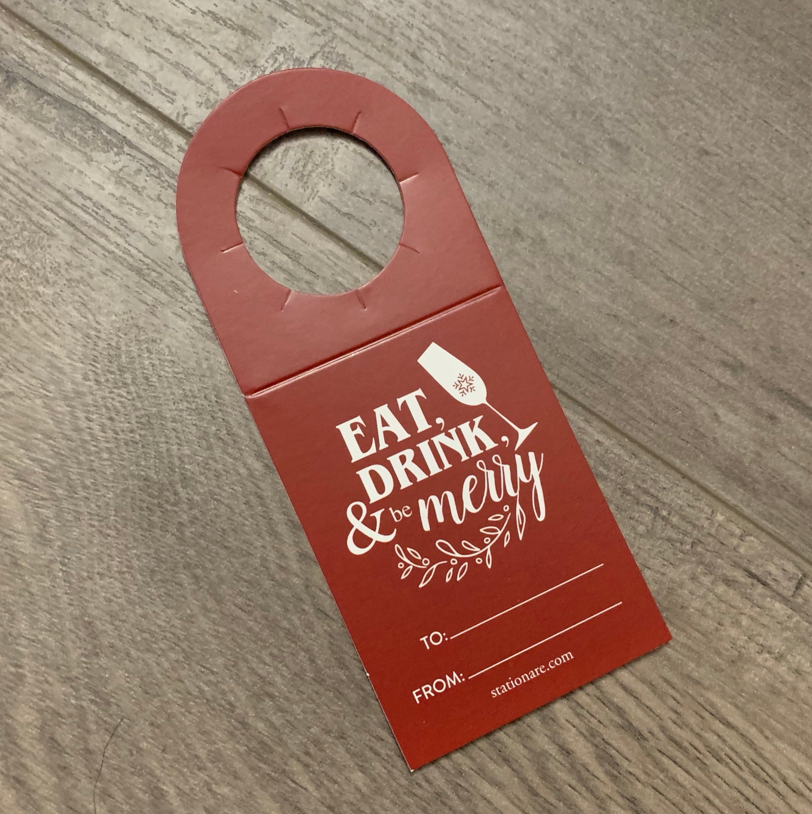 full image of eat drink and be merry bottle tag by stationare