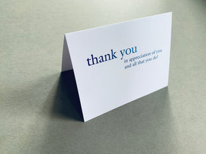 thank you appreciation all you do card by Stationare