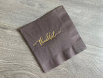 brown thankful cocktail napkin by stationare